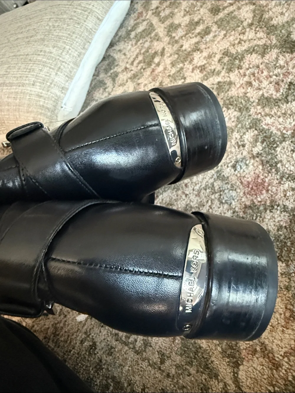 Michael Kors Black Leather Ankle Booties with Buckle Accent size 9 so cute